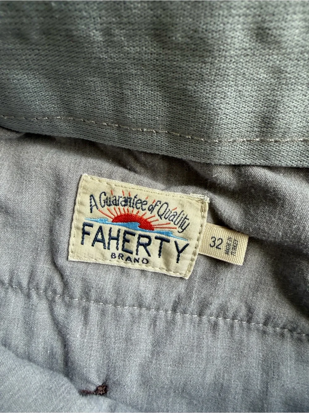 Faherty 9” Movement Chino Short Fossil Size 32 Pockets Organic Cotton Blend